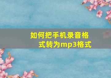 如何把手机录音格式转为mp3格式