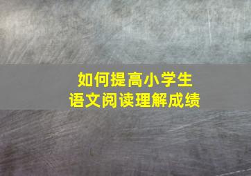 如何提高小学生语文阅读理解成绩