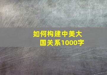 如何构建中美大国关系1000字