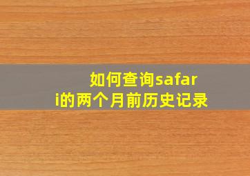 如何查询safari的两个月前历史记录