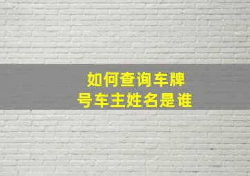 如何查询车牌号车主姓名是谁