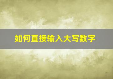 如何直接输入大写数字