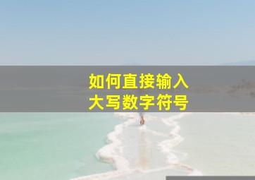 如何直接输入大写数字符号