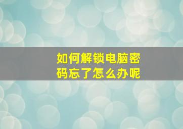 如何解锁电脑密码忘了怎么办呢