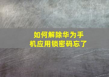 如何解除华为手机应用锁密码忘了