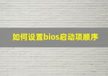 如何设置bios启动项顺序