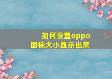 如何设置oppo图标大小显示出来