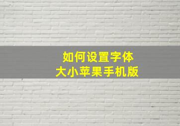 如何设置字体大小苹果手机版