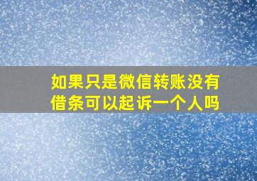 如果只是微信转账没有借条可以起诉一个人吗