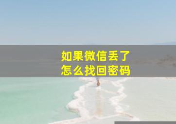 如果微信丢了怎么找回密码