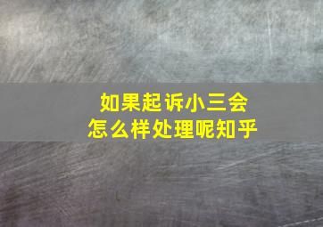 如果起诉小三会怎么样处理呢知乎