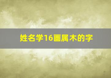 姓名学16画属木的字