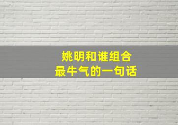 姚明和谁组合最牛气的一句话