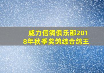 威力信鸽俱乐部2018年秋季奖鸽综合鸽王