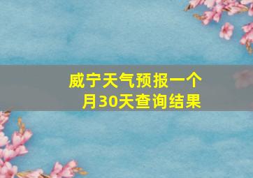 威宁天气预报一个月30天查询结果