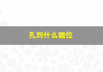 孔刘什么咖位