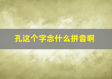 孔这个字念什么拼音啊