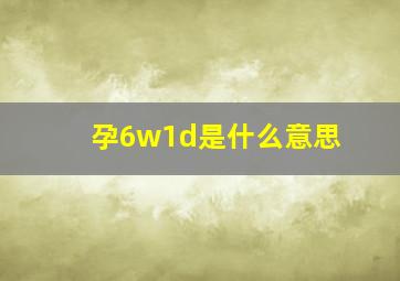 孕6w1d是什么意思