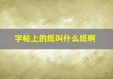 字帖上的纸叫什么纸啊