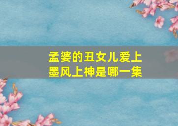 孟婆的丑女儿爱上墨风上神是哪一集