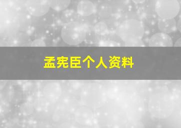 孟宪臣个人资料