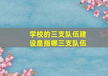 学校的三支队伍建设是指哪三支队伍