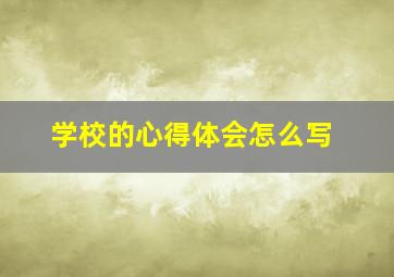 学校的心得体会怎么写