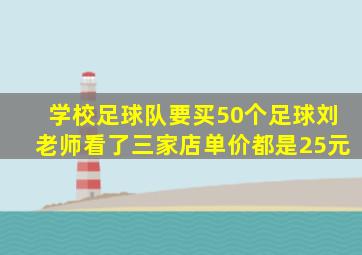 学校足球队要买50个足球刘老师看了三家店单价都是25元