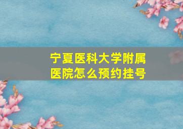 宁夏医科大学附属医院怎么预约挂号