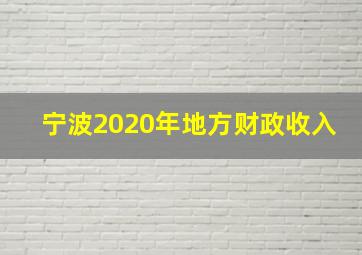 宁波2020年地方财政收入