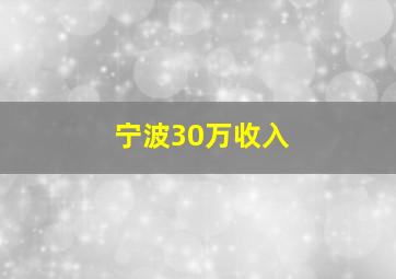 宁波30万收入