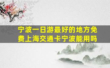 宁波一日游最好的地方免费上海交通卡宁波能用吗