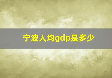 宁波人均gdp是多少