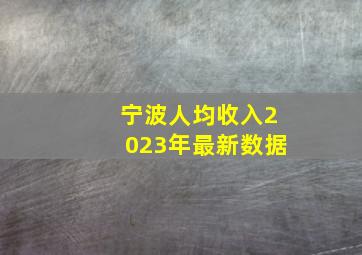 宁波人均收入2023年最新数据