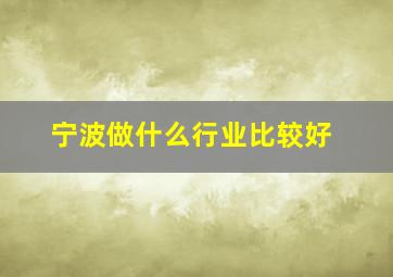 宁波做什么行业比较好