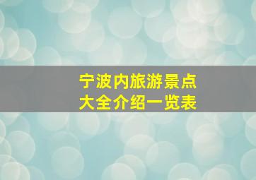 宁波内旅游景点大全介绍一览表