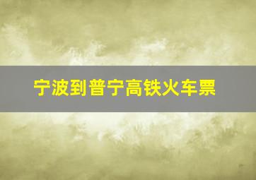 宁波到普宁高铁火车票