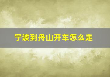 宁波到舟山开车怎么走