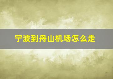 宁波到舟山机场怎么走