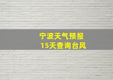 宁波天气预报15天查询台风