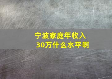 宁波家庭年收入30万什么水平啊