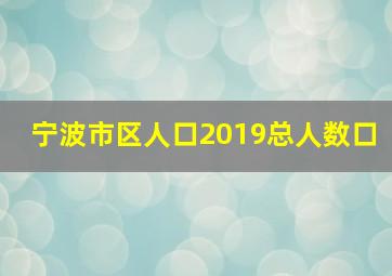 宁波市区人口2019总人数口