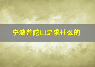 宁波普陀山是求什么的