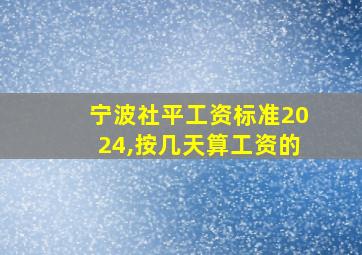 宁波社平工资标准2024,按几天算工资的