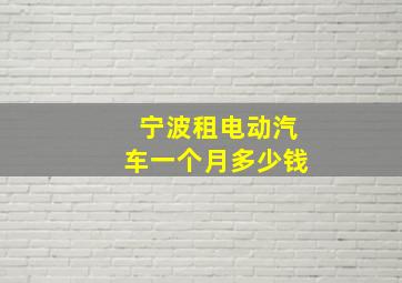 宁波租电动汽车一个月多少钱