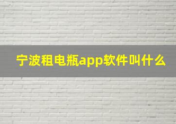 宁波租电瓶app软件叫什么