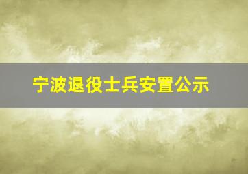 宁波退役士兵安置公示