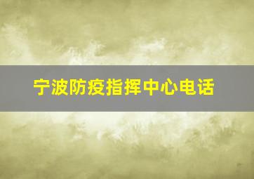 宁波防疫指挥中心电话