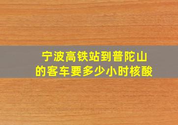 宁波高铁站到普陀山的客车要多少小时核酸