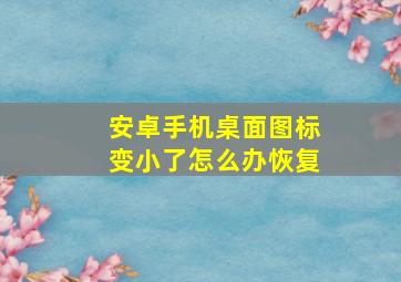 安卓手机桌面图标变小了怎么办恢复